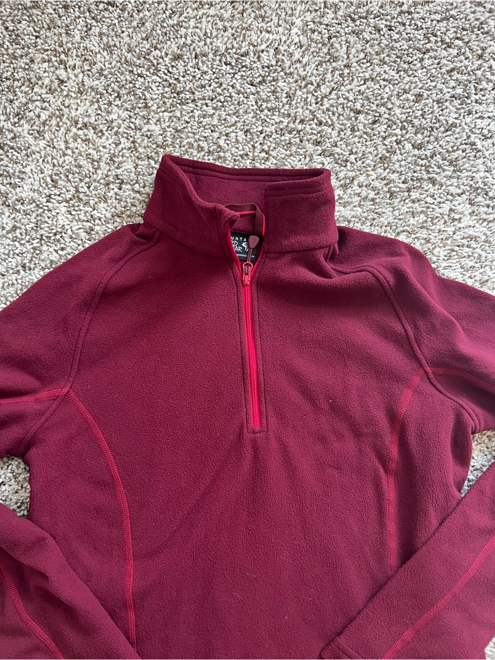 Mountain Hardwear Microchill 2.0 1/4 Zip T Fleece Pullover Maroon/Burgundy Sz M - Picture 3 of 9